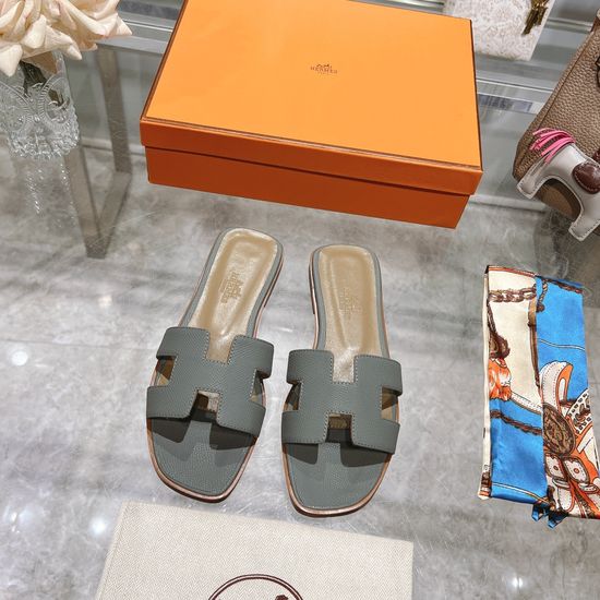 Hermes Calfskin Casual Slides Soft Comfortable Daily Wear Footwear