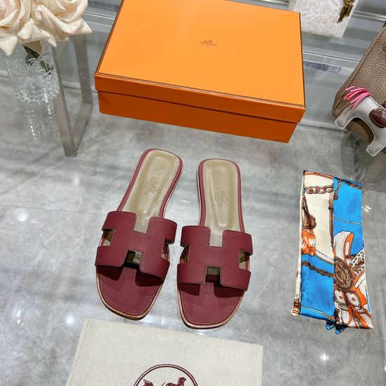 Hermes Calfskin Casual Slides Soft Comfortable Daily Wear Footwear