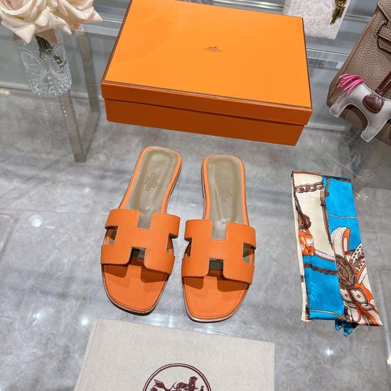 Hermes Calfskin Casual Slides Soft Comfortable Daily Wear Footwear