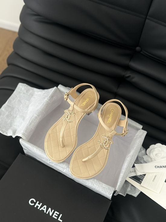 Chanel Classic Single Strap Lambskin Leather Sandals