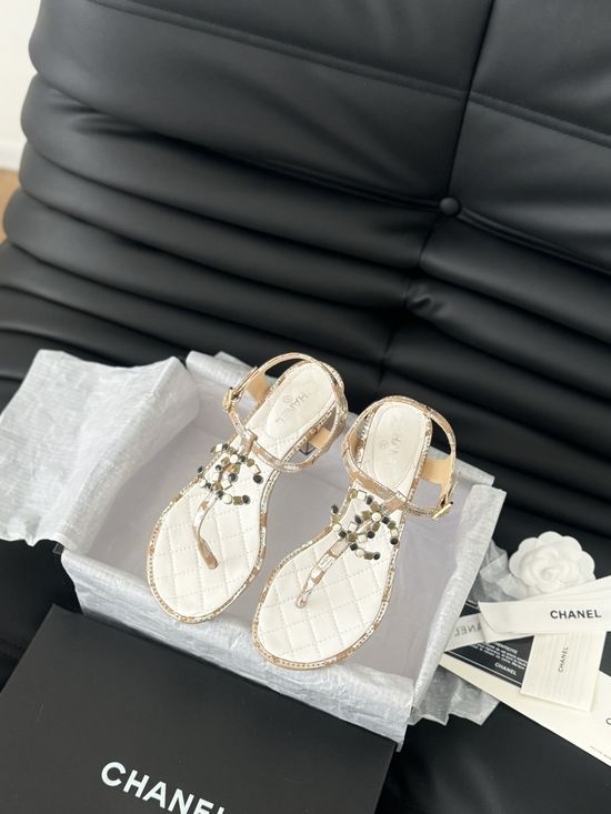 Chanel Classic Single Strap Lambskin Leather Sandals