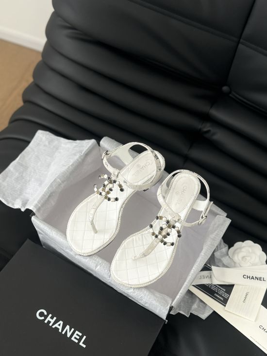 Chanel Classic Single Strap Lambskin Leather Sandals
