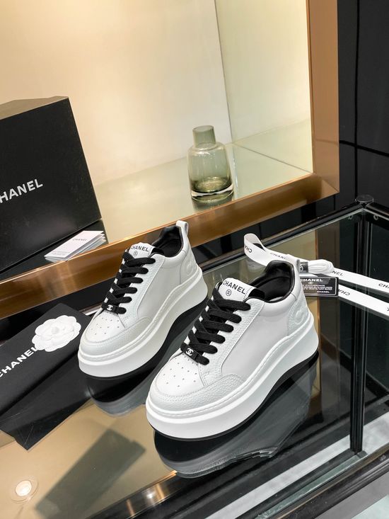 Chanel Embossed Leather Casual Shoes Soft Lining Lightweight Sole