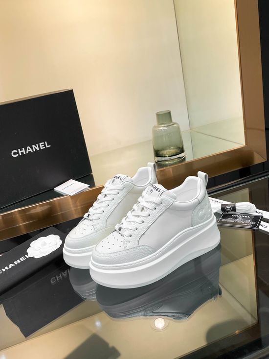 Chanel Embossed Leather Casual Shoes Soft Lining Lightweight Sole
