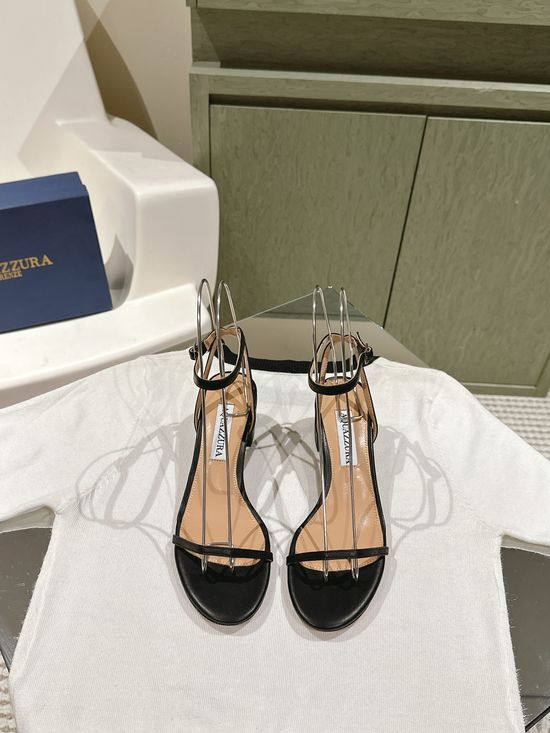 Aquazzura Soft Sheepskin Low Block Heel Comfortable Dress Shoes