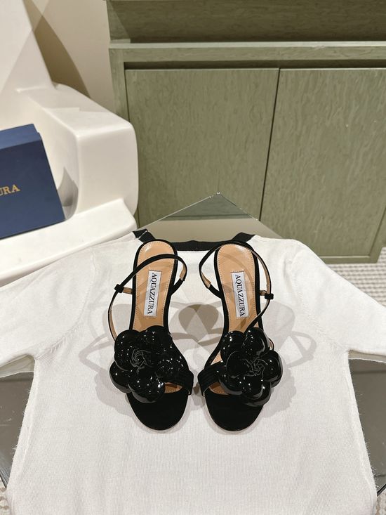 Aquazzura Handcrafted Floral Leather High Heel Dress Shoes