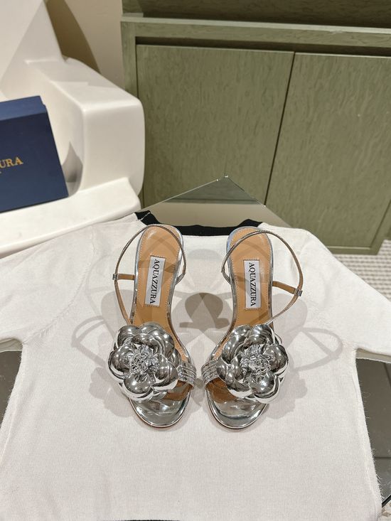 Aquazzura Handcrafted Floral Leather High Heel Dress Shoes