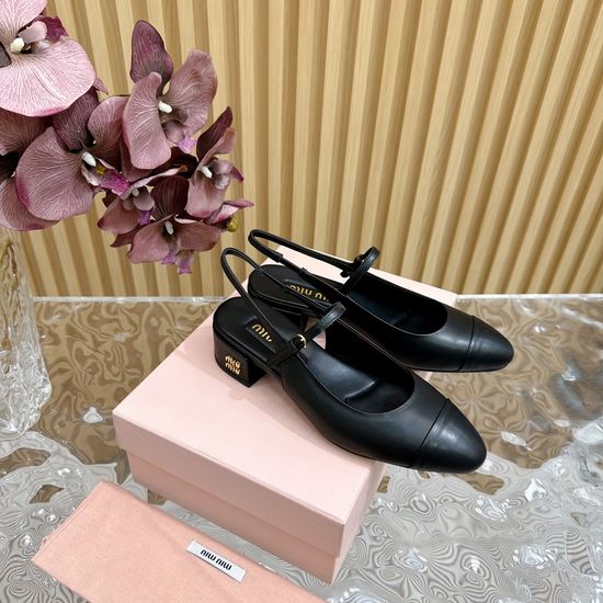 Miu Miu Premium Leather Sandals Slip Resistant Sole Comfortable Daily Wear