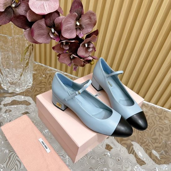 Miu Miu Premium Leather Sandals Slip Resistant Sole Comfortable Daily Wear