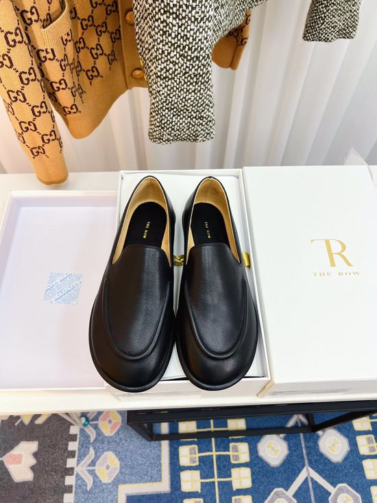 The Row Vintage Leather Loafers Soft Comfortable Casual Daily Shoes