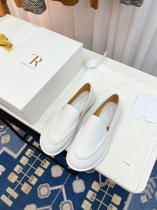 The Row Vintage Leather Loafers Soft Comfortable Casual Daily Shoes