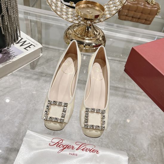 Roger Viver Rhinestone Buckle Chunky Heel Patent Leather Pumps