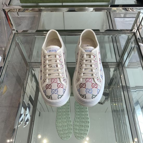 Gucci Vintage Color Block Canvas Platform Sneakers
