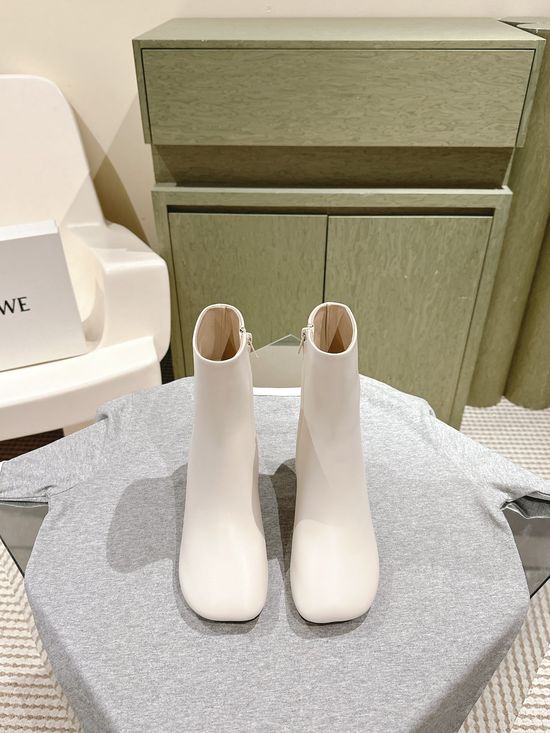 Loewe Round Toe Kitten Heel Ankle Boots with Leather Upper