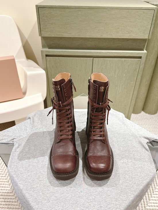 Miu Miu Genuine Leather Ankle And Knee High Fashion Boots