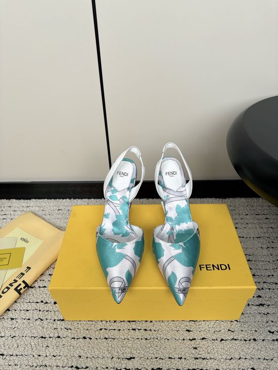 Fendi Cone Toe Ankle Strap Leather High Heel Sandals