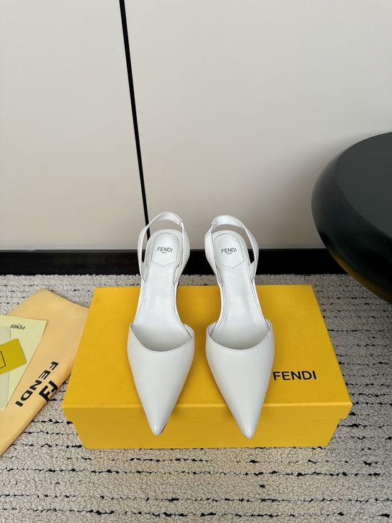 Fendi Cone Toe Metal Ankle Strap Leather High Heel Sandals