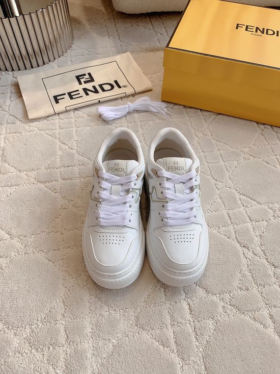 Fendi Cowhide Suede Thick Sole Casual Comfortable Sneakers