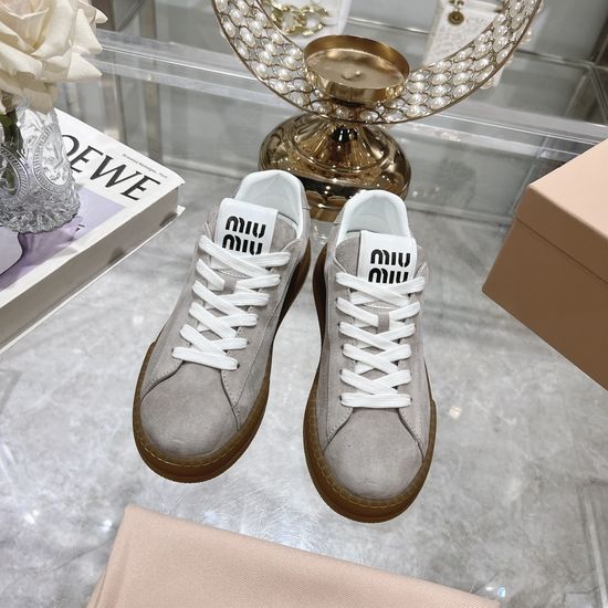 Miu Miu Cowhide Suede Thick Sole Casual Low-top Sneakers