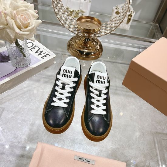 Miu Miu Cowhide Suede Thick Sole Casual Low-top Sneakers