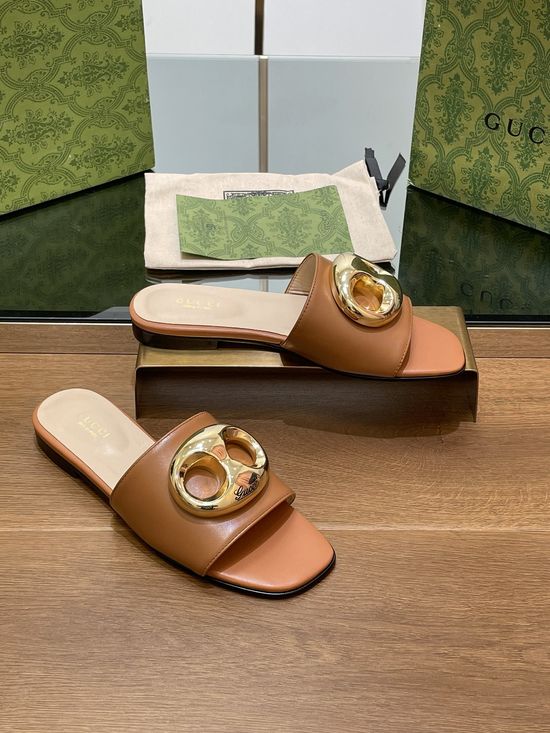 Gucci Nautical Chain Leather Flat Slide Sandals Premium Quality