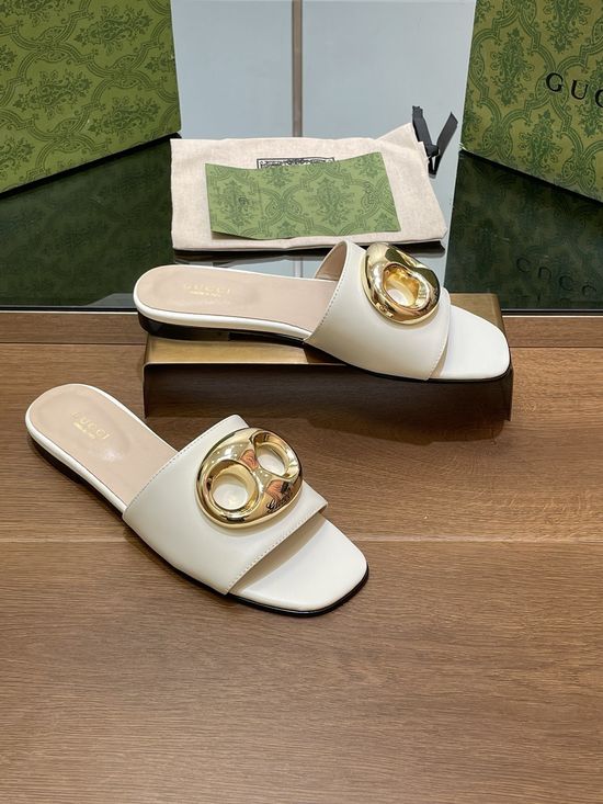 Gucci Nautical Chain Leather Flat Slide Sandals Premium Quality