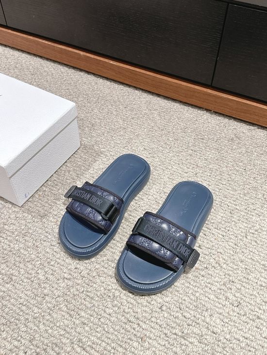 Christian Dior Soft Lambskin Adjustable Velcro Casual Slide Slippers