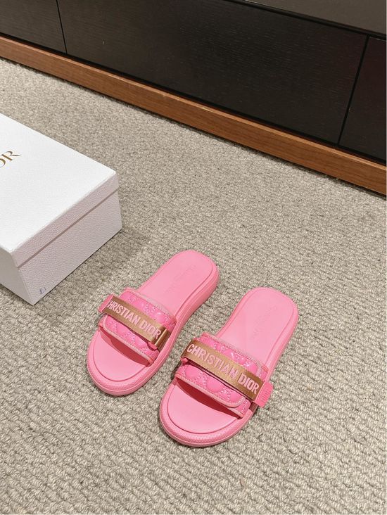 Christian Dior Soft Lambskin Adjustable Velcro Casual Slide Slippers