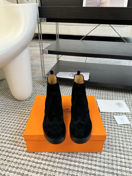 Hermes Premium Leather Low Ankle Fashion Chelsea Boots