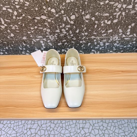 Valentino Classic Logo Buckle Mary Jane Ballet Shoes Versatile Style