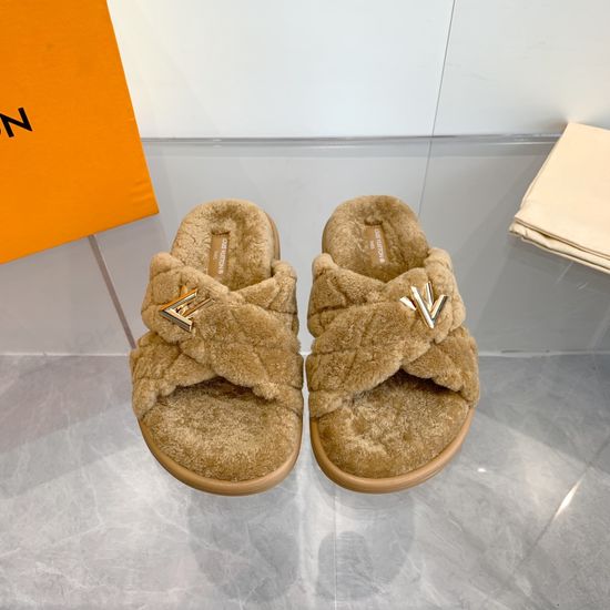 Louis Vuitton Premium Shearling Lined Indoor Outdoor Slippers