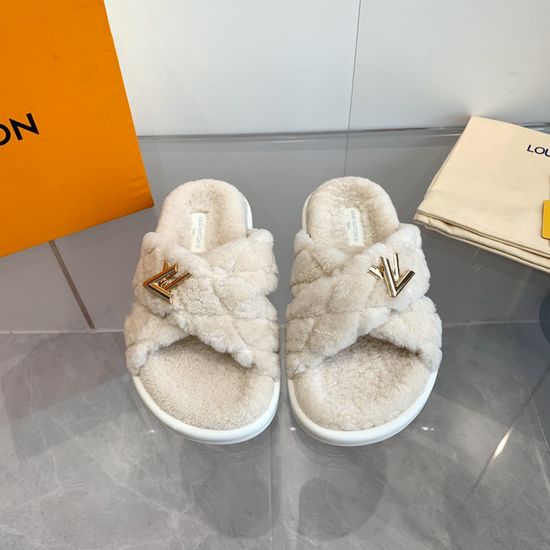 Louis Vuitton Premium Shearling Lined Indoor Outdoor Slippers