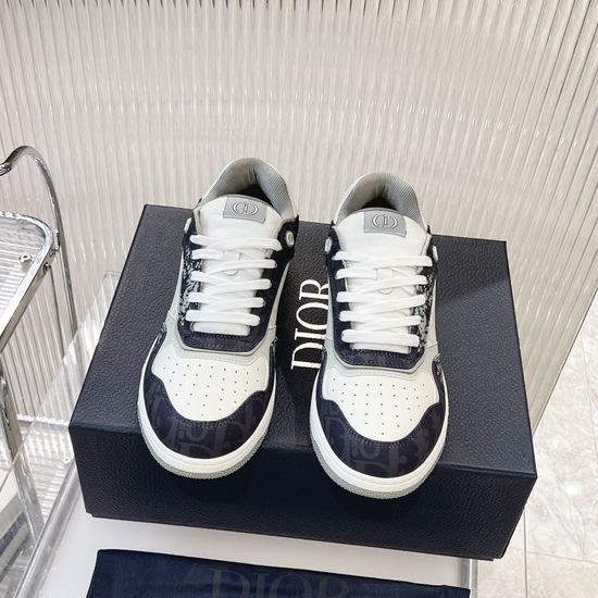 Christian Dior Premium Leather Color Block Casual Sneakers