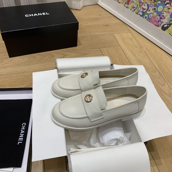 Chanel Vintage Loafers Genuine Leather Upper Sheepskin Lining