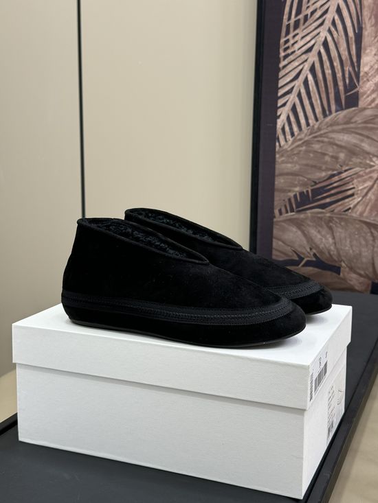 The Row Shearling Lined Suede Flats Warm Comfortable Footwear