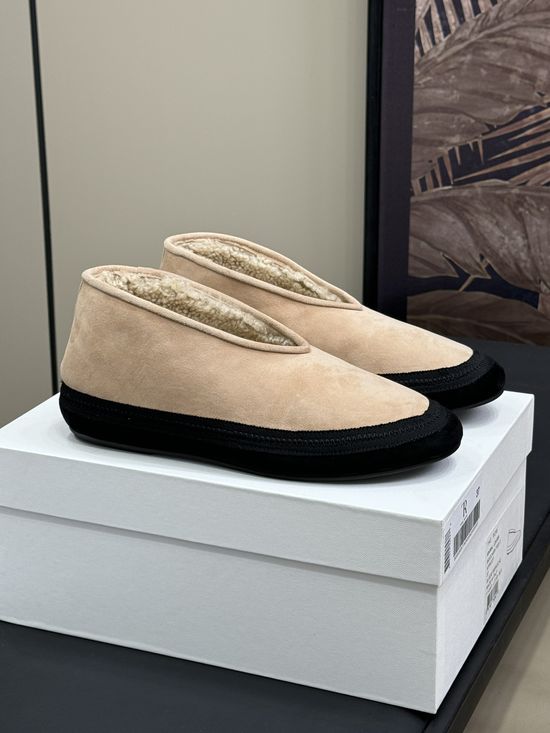 The Row Shearling Lined Suede Flats Warm Comfortable Footwear
