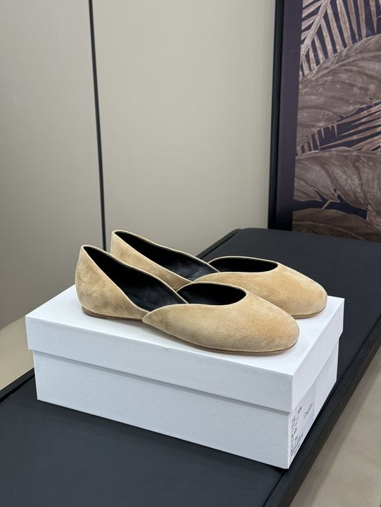 The Row Suede Hollow Out Flat Shoes with Elegant Texture