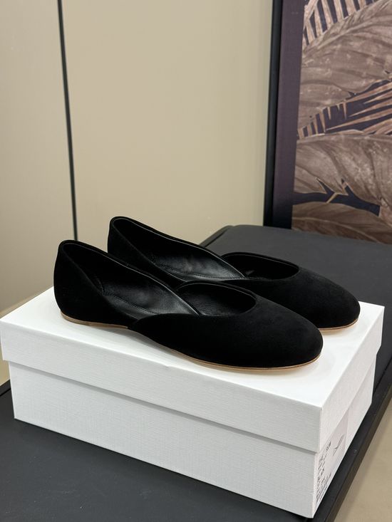 The Row Suede Hollow Out Flat Shoes with Elegant Texture