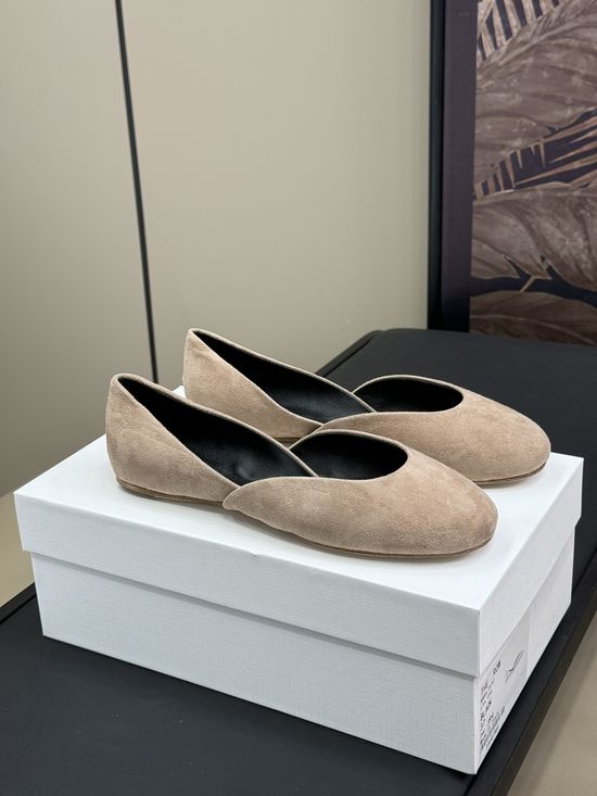 The Row Suede Hollow Out Flat Shoes with Elegant Texture