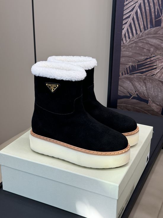 Prada Shearling Lined Cow Suede Non-slip Short Boots