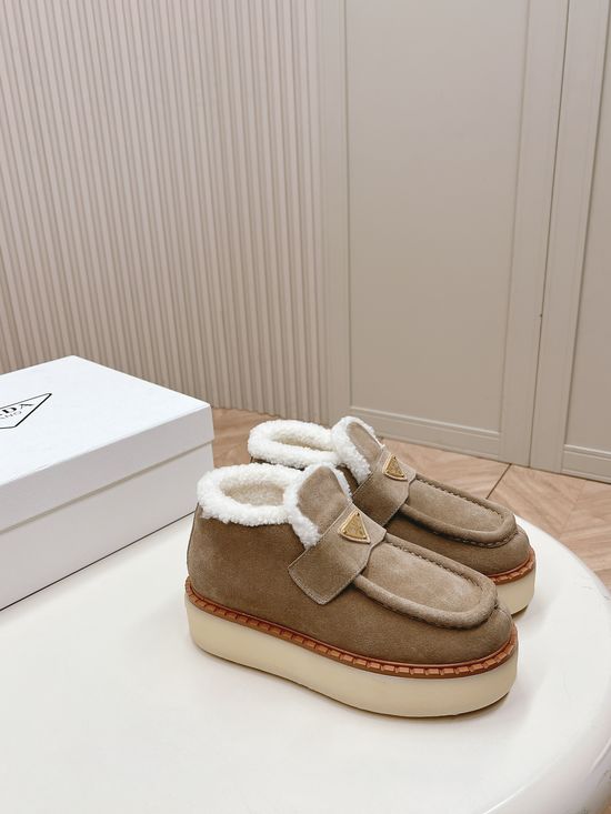Prada Brushed Fleece Lined Platform Winter Boots