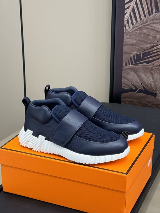 Hermes Classic High Top Leather Mesh Comfort Sneakers