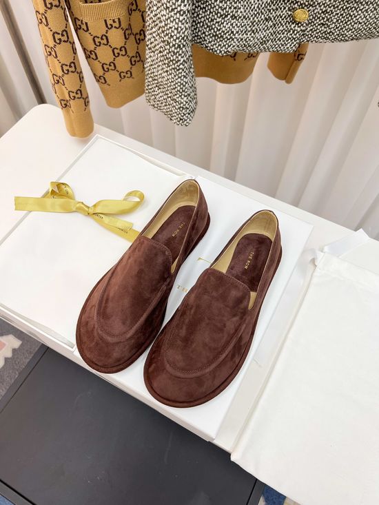 The Row Vintage Leather Loafers Soft Comfortable Casual Daily Shoes