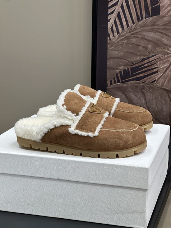 Prada Soft Plush Lined Warm Slip On Slippers