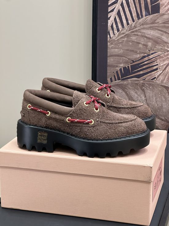 Miu Miu Suede Soft Sole Comfortable Casual Loafers