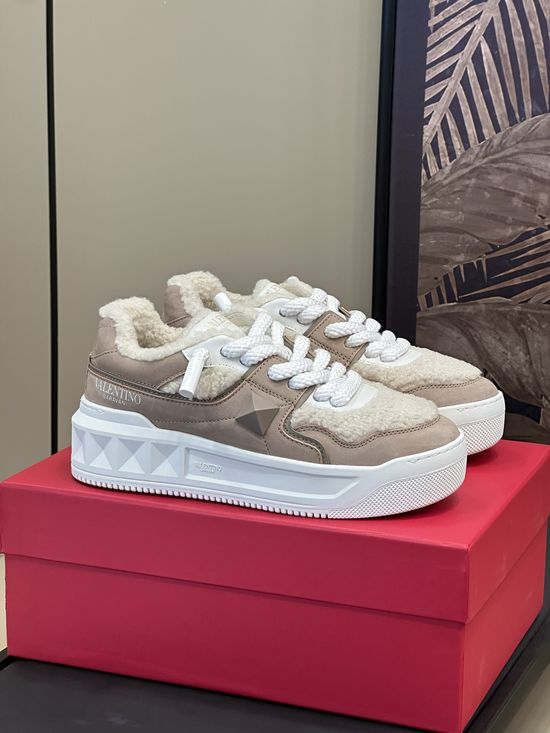 Valentino Furry Lined Warm Elevating Casual Sneakers