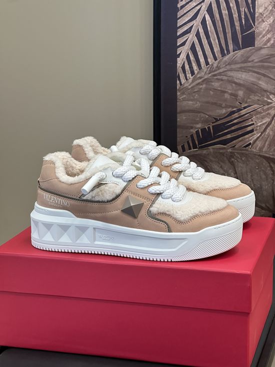 Valentino Furry Lined Warm Elevating Casual Sneakers