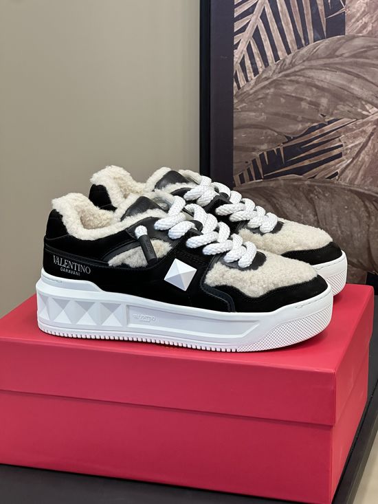 Valentino Furry Lined Warm Elevating Casual Sneakers