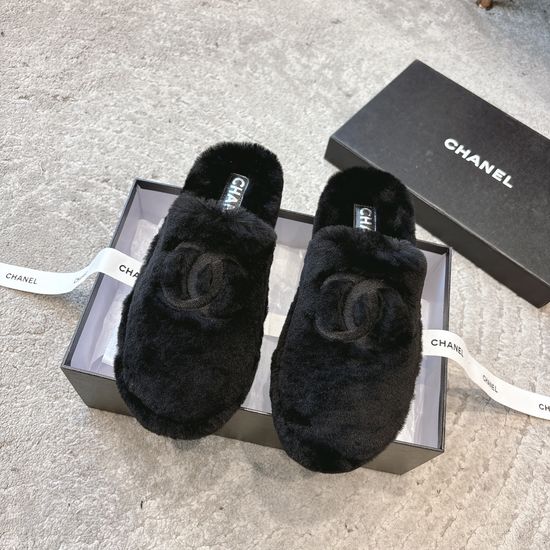 Chanel Soft Fluffy Wool Upper Casual Slippers