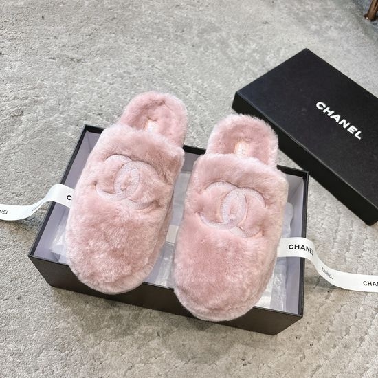 Chanel Soft Fluffy Wool Upper Casual Slippers